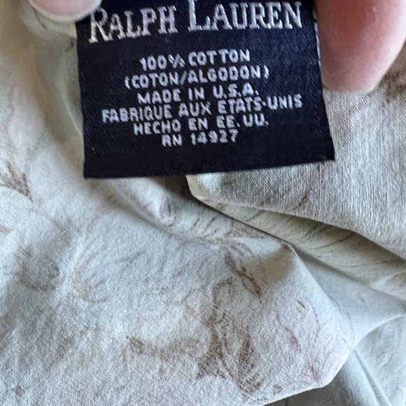 Ralph Lauren Charlotte IV Green Floral Flowers Shabby Queen Flat Sheet Cottage - Picture 2 of 10